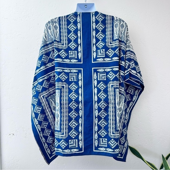 BILLY REID Mens Tribal Print Oversized Poncho Shirt S Resort Wear - Picture 9 of 13